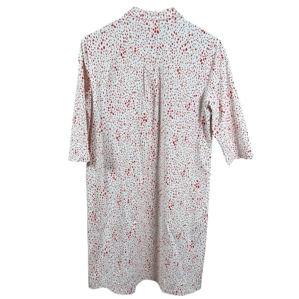 Persifor Womens Large Winpenny White Speckled Shirt Dress 3/4 Sleeves Stretch - Picture 2 of 4